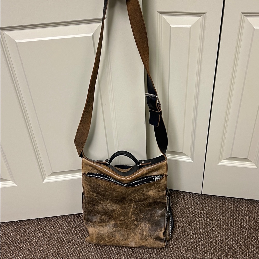 Yohji Yamamoto Tan Leather Duffel Bag